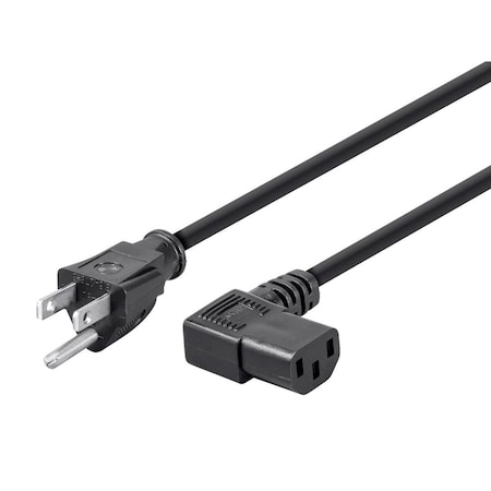 Monoprice Right Angle Power Cord - NEMA 5-15P to Right Angle IEC 60320 C13_ 16AW 7682